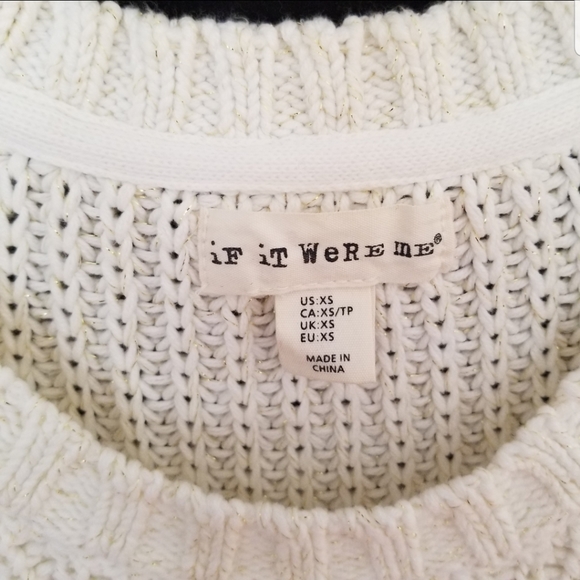 If It Were Me XS White/Gold Scoop Neck Sweater - Picture 3 of 9